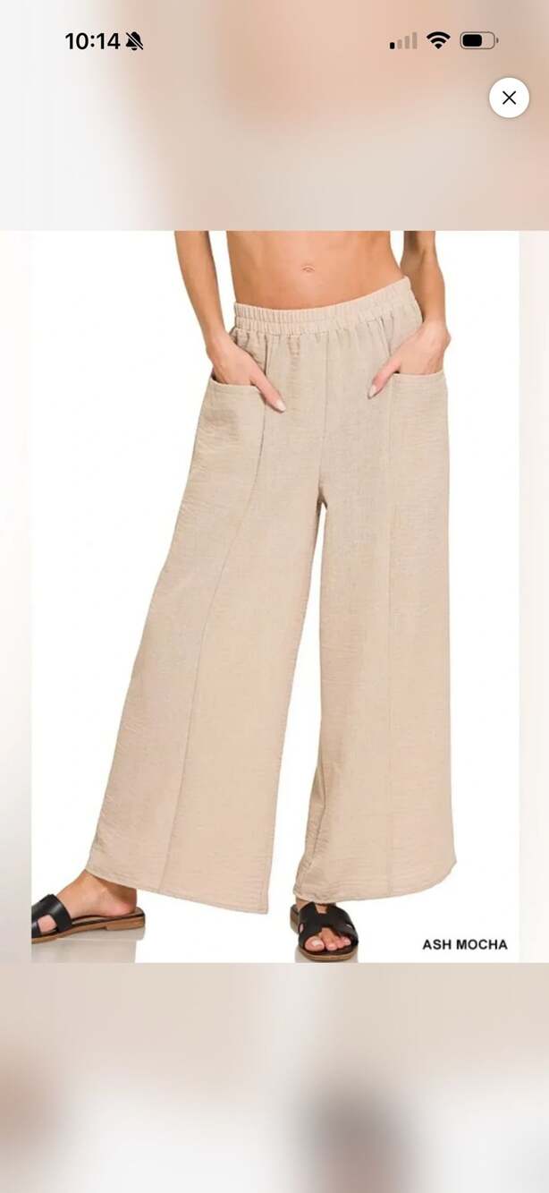 Zenana Washed Double Gauze Elastic Band Waist Pants